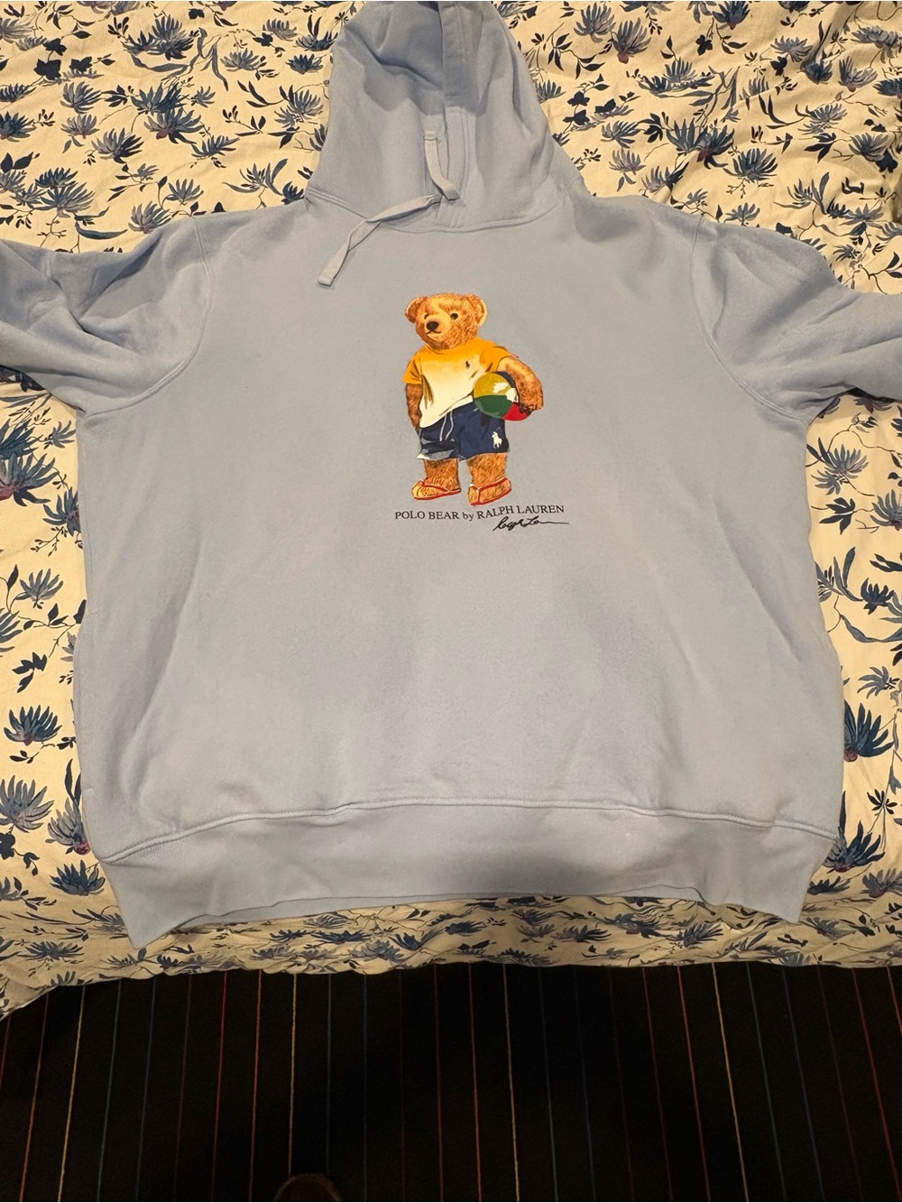 Ralph Lauren Light Blue Polo Bear Hooded Sweatshirt